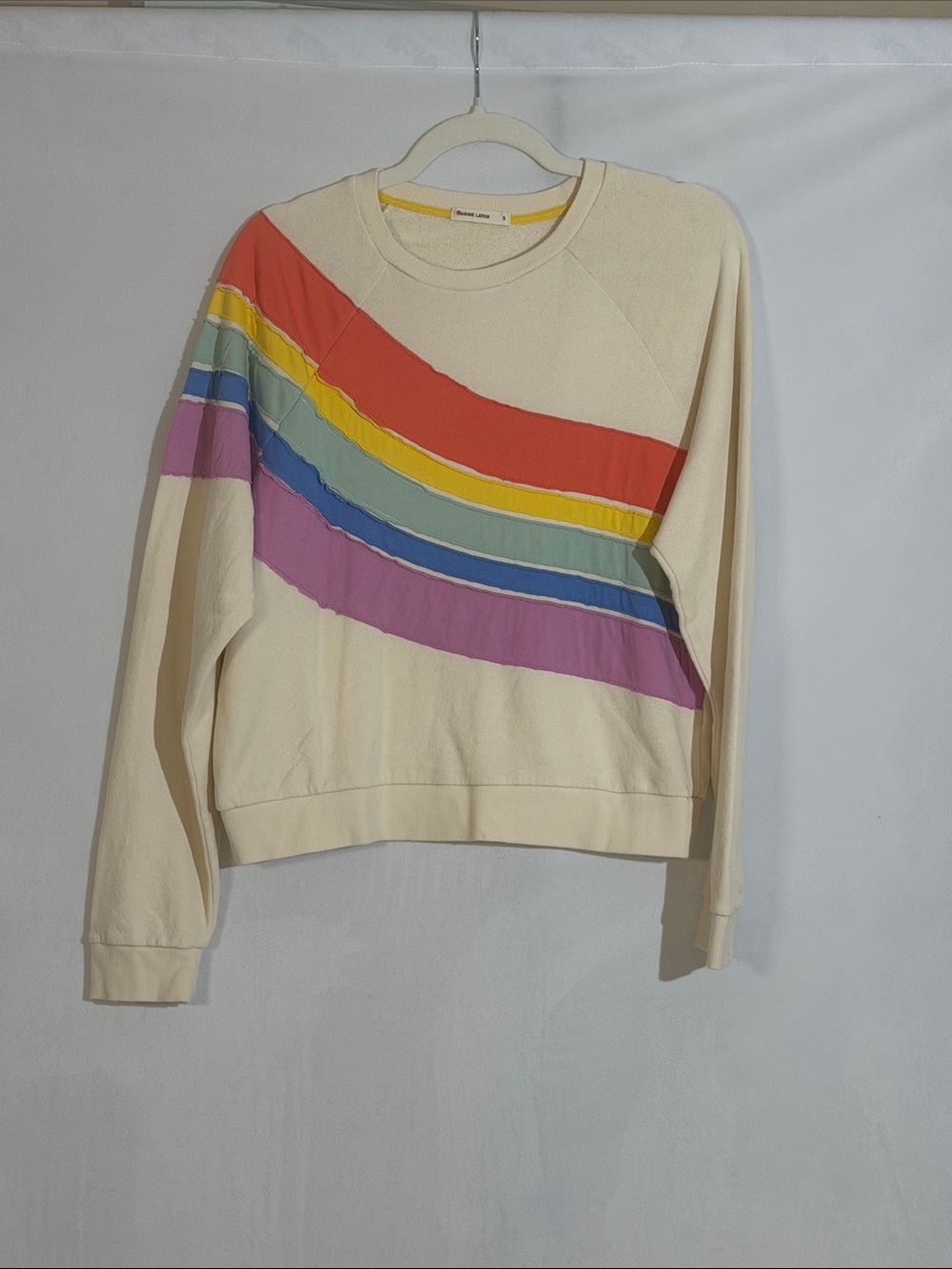 Marine Layer Terry Crewneck Rainbow Sweatshirt Size S 100% Cotton